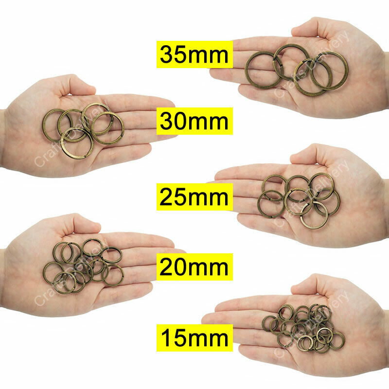 Split Ring Flat Surface Key Rings Double Loop Keychain Metal Plating