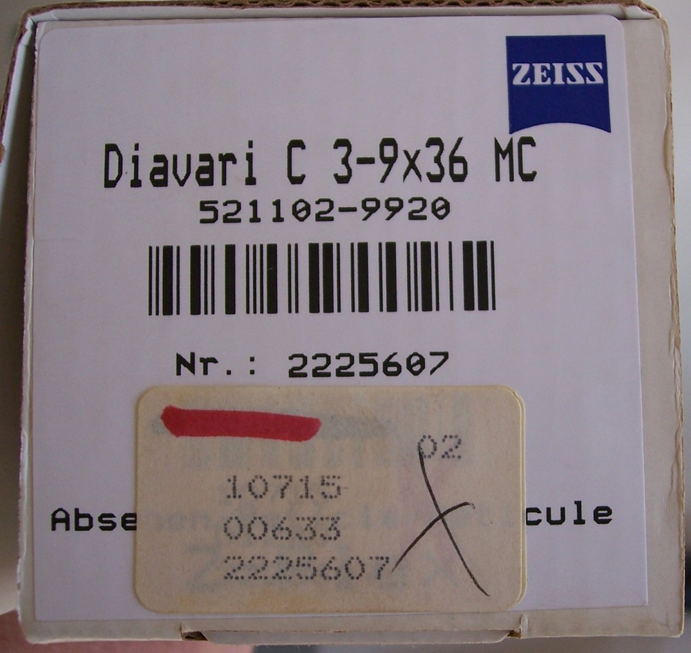 Zeiss Diavari-C 3-9x36mm Rifle Scope ~Nice~ Matte