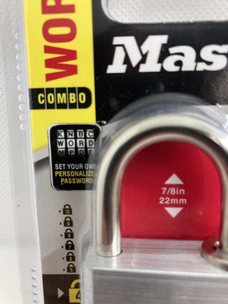 Master Lock Padlock Combo 7/8” Silver Word Combo 643DASTWD