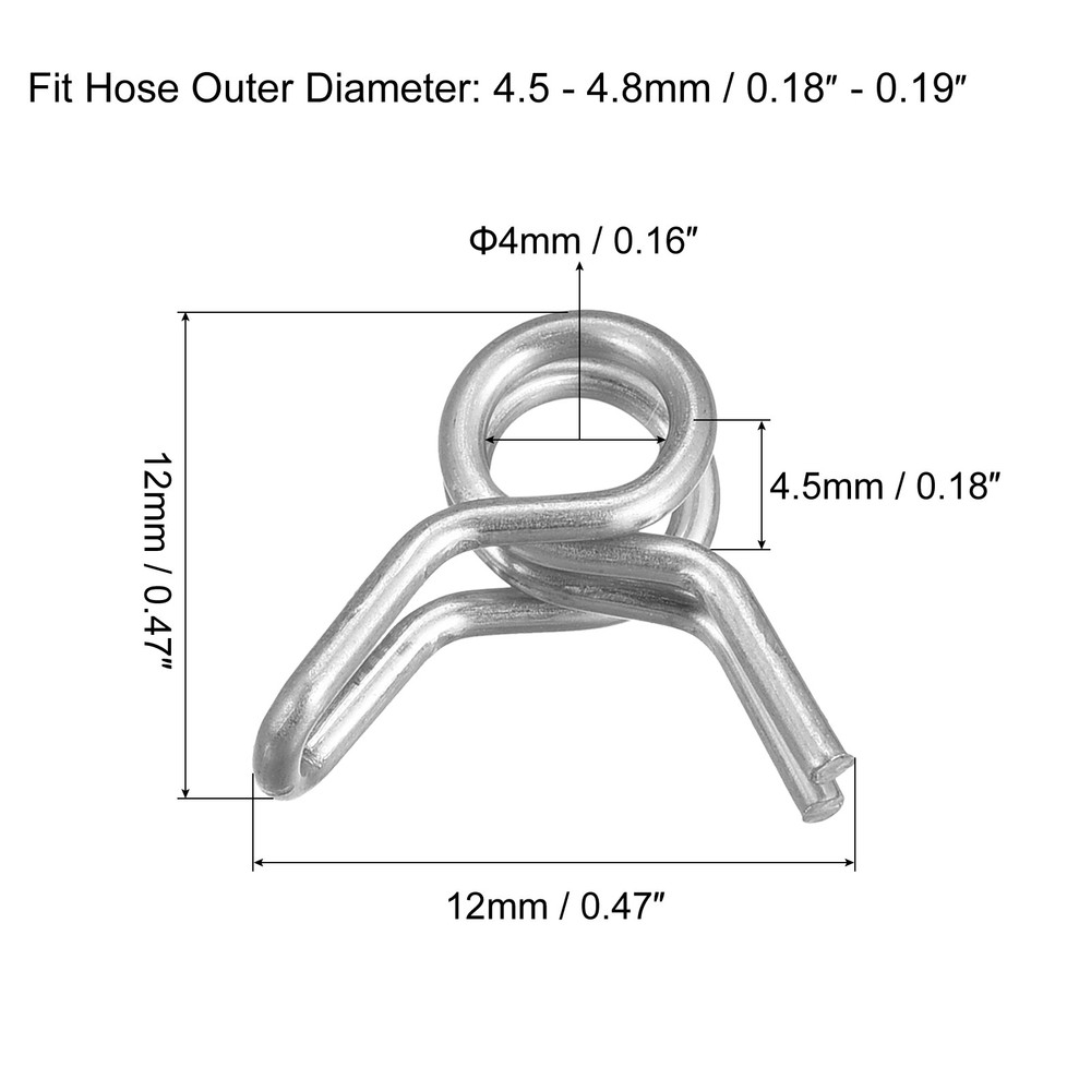 20pack Double Wire Spring Hose Clamp Stainless Steel 4mm Spring Clips