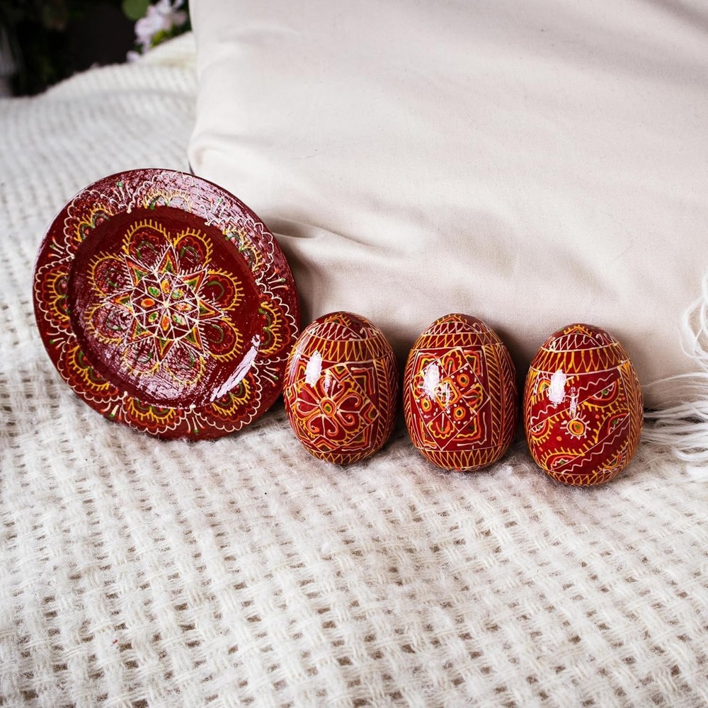 LOVARE Hand Painted Wooden Ukrainian Easter Eggs 2,5’’ Pysanky Mini Easter E