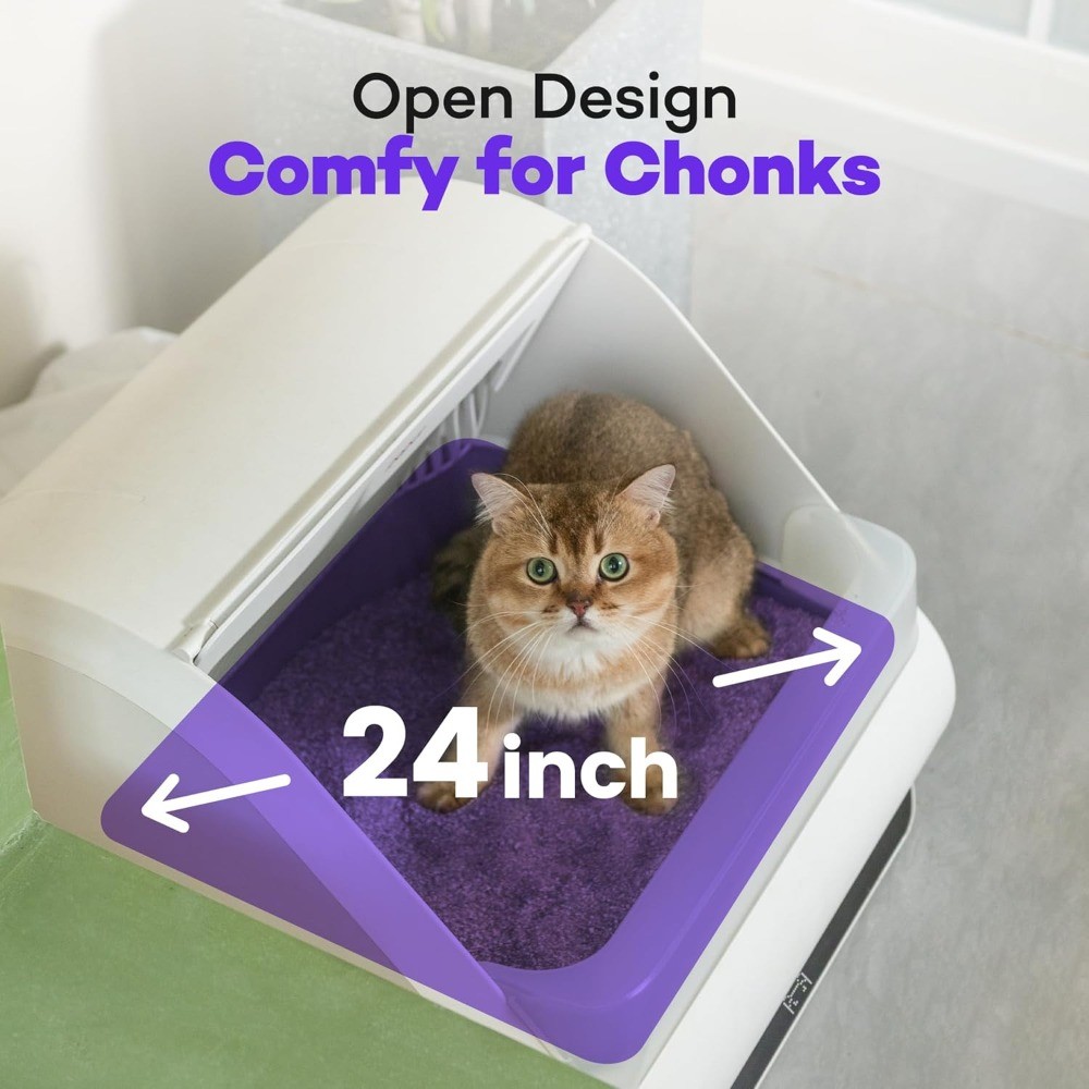 (Upgraded) Popur X5 Self Cleaning Cat Litter Box - Unique Open Top Split System