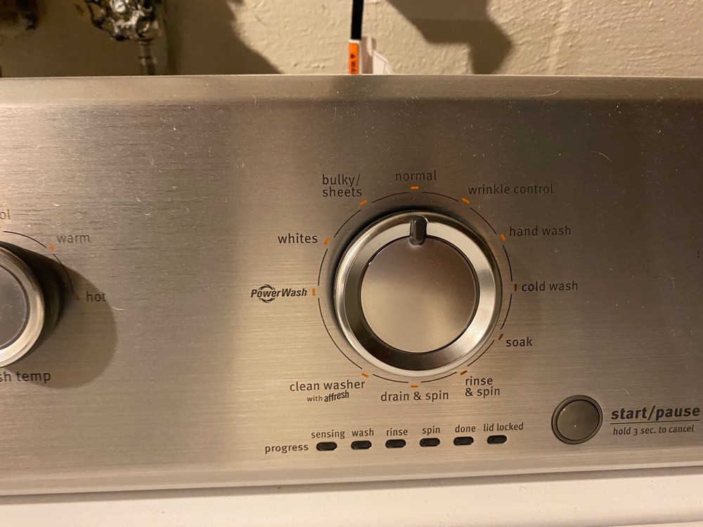 Lightly used white Maytag top load washing machine/ front load dryer