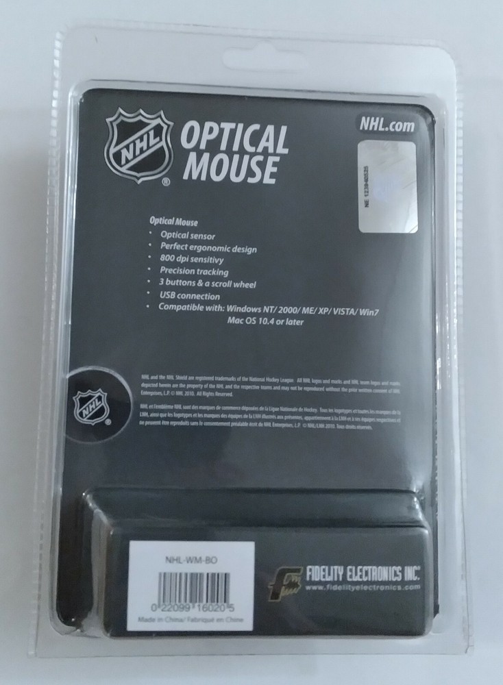Bruins NHL Wired Optical Mouse W/ 3 Buttons + Scroll Windows / Mac Team Logo