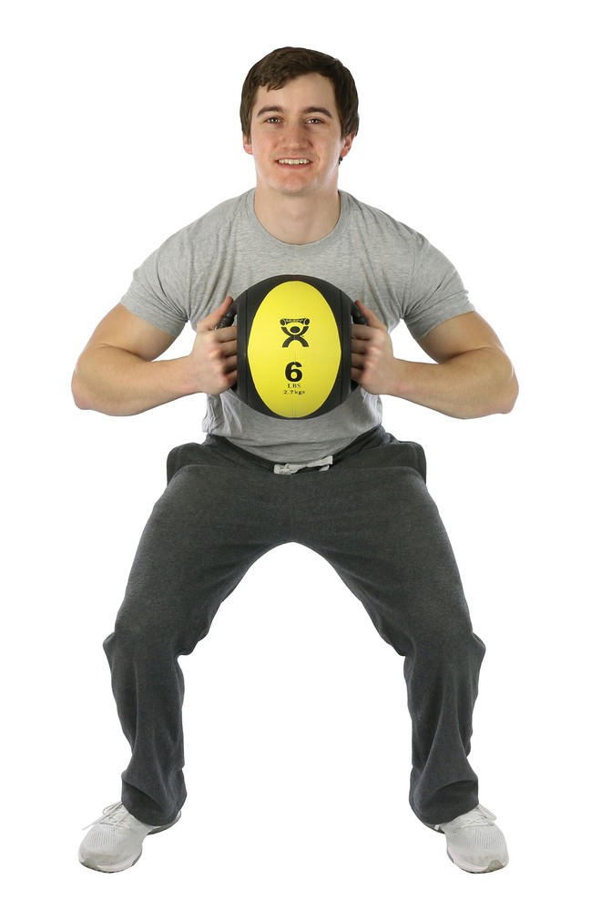 CanDo Dual-Handle Medicine Ball - 9 Inch Dia - Core & Strength Training Ball