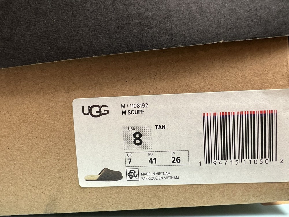 UGG Mens Scuff Slipper Tan Size 8 M