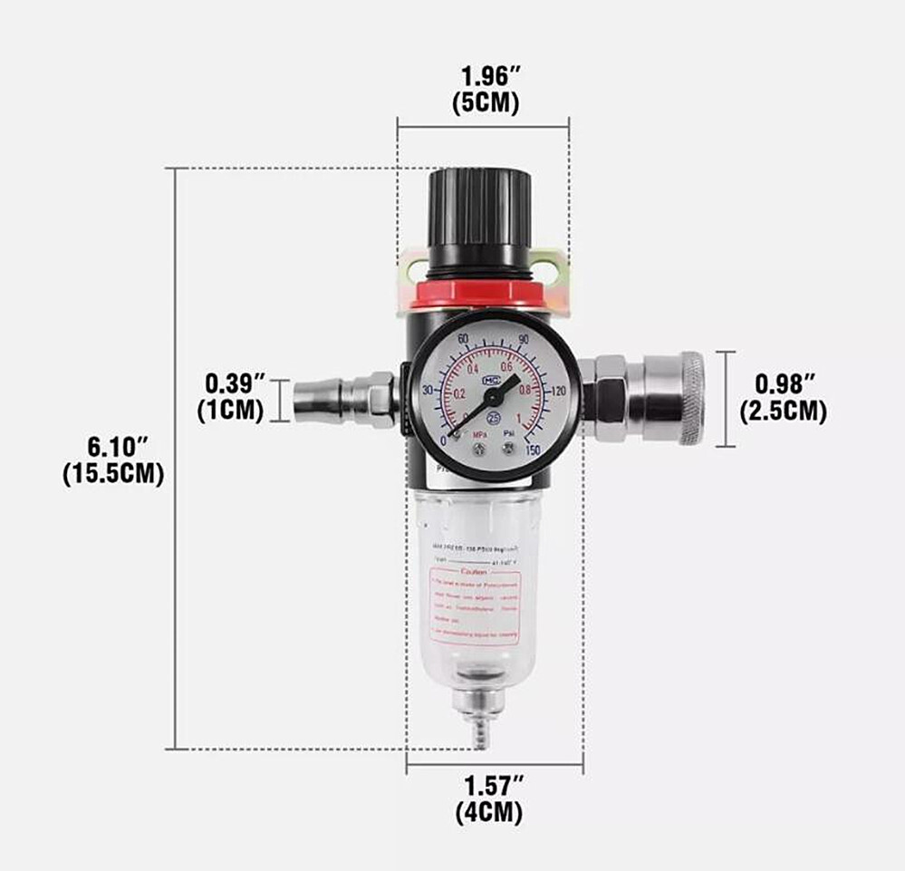 AFR-2000 1/4" Air Compressor Filter Water Separator Trap Air Pressure Regulator