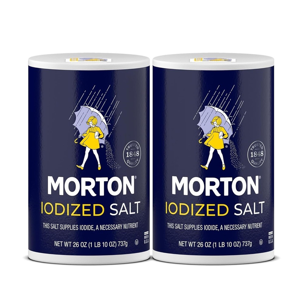 Moisture-Resistant Iodized Salt 26oz Pack of 2 - Essential for Every Kitchen