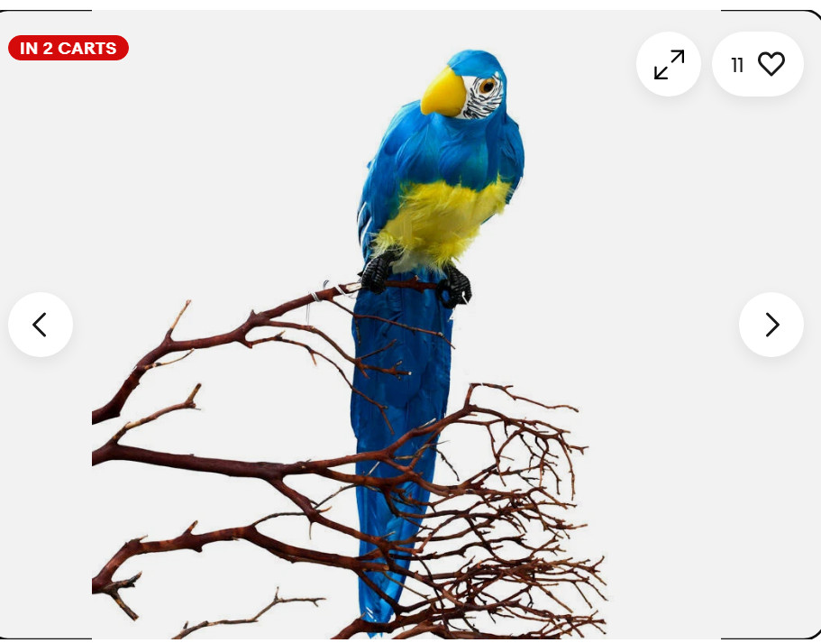Lifelike 20" Long Tropical Blue Feathered Artificial Macaw Parrot Bird