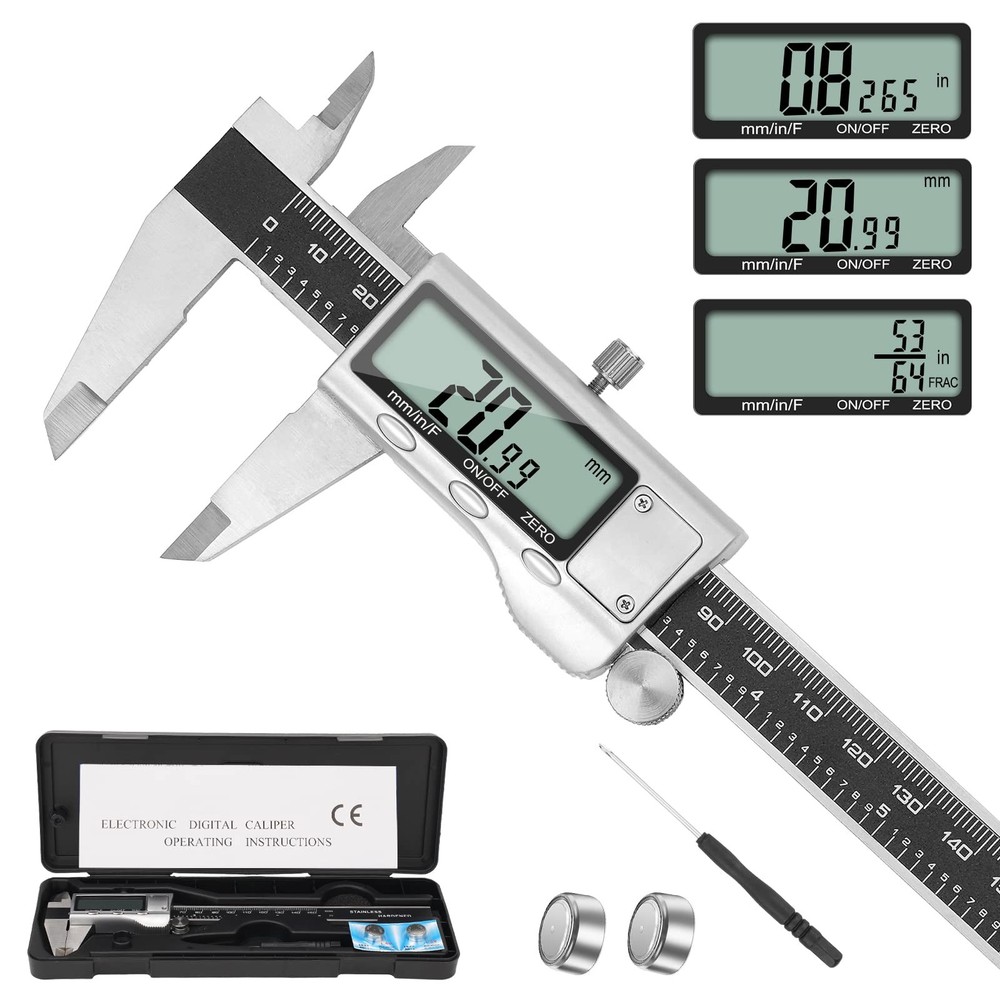 Digital Caliper Measuring Tool 6 Inch Caliper Tool with Large LCD Screen Easy...