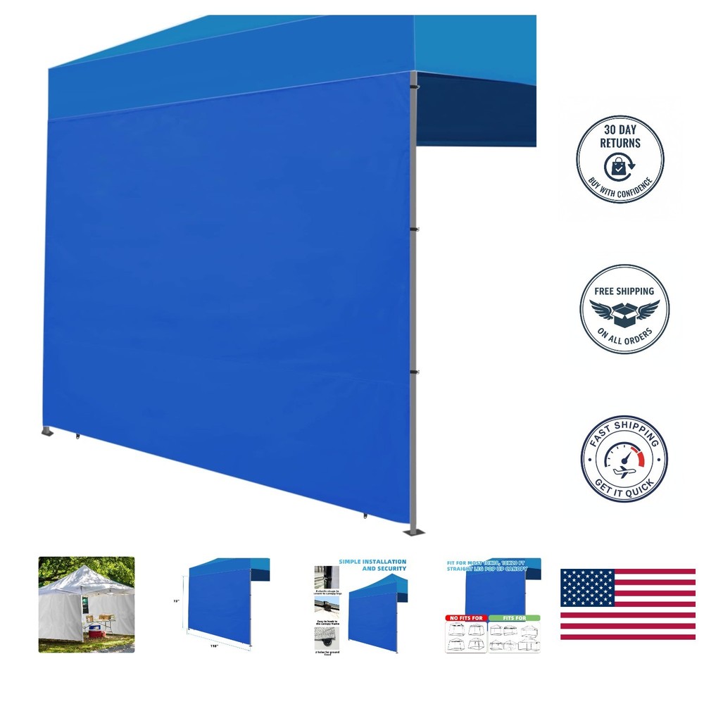 Waterproof 10x10 Instant Canopy Sidewall in Blue - Full Coverage & UV Protection