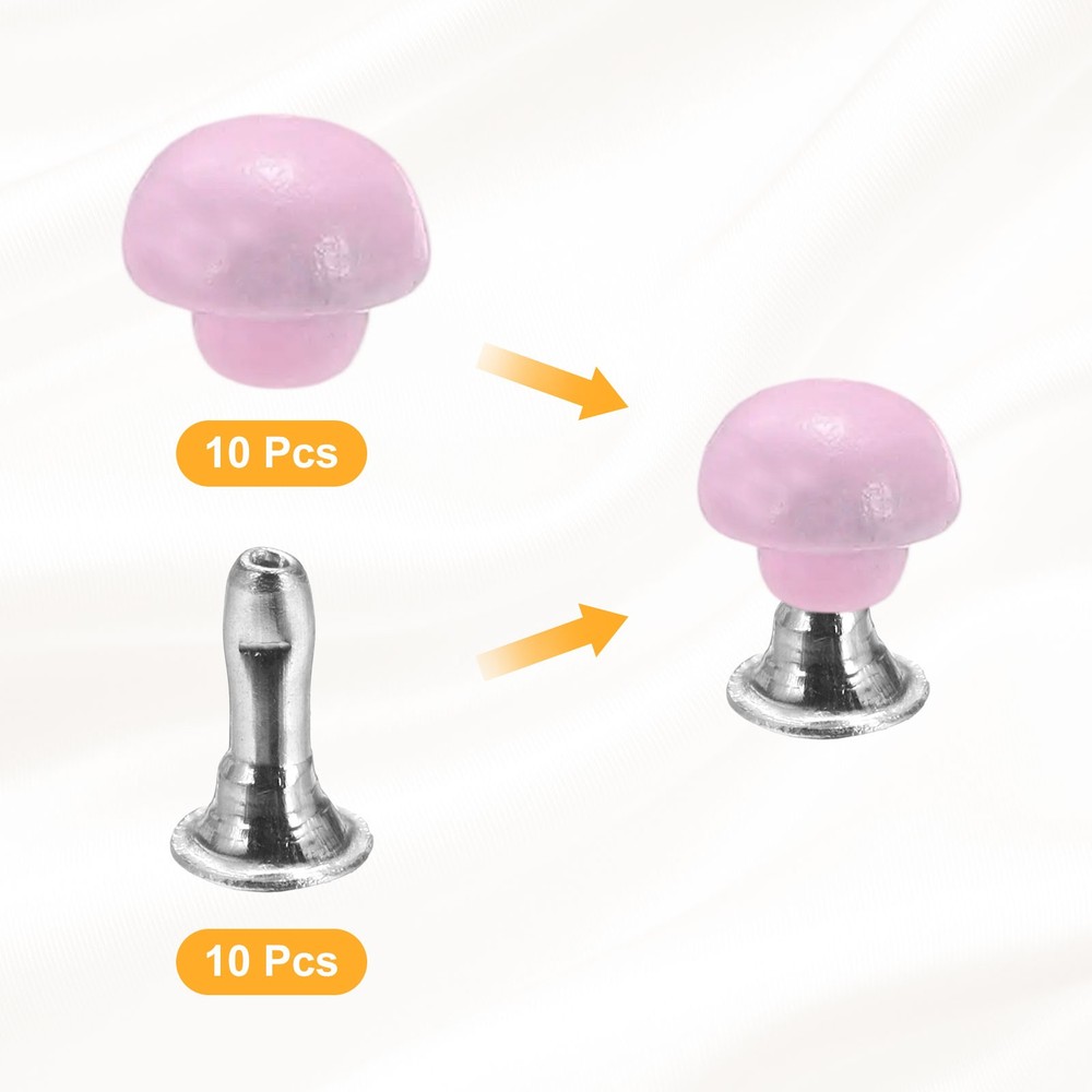 10Pcs Mini Rivet Studs 3mm Double Cap Leather Rivets Tubular Studs Pink
