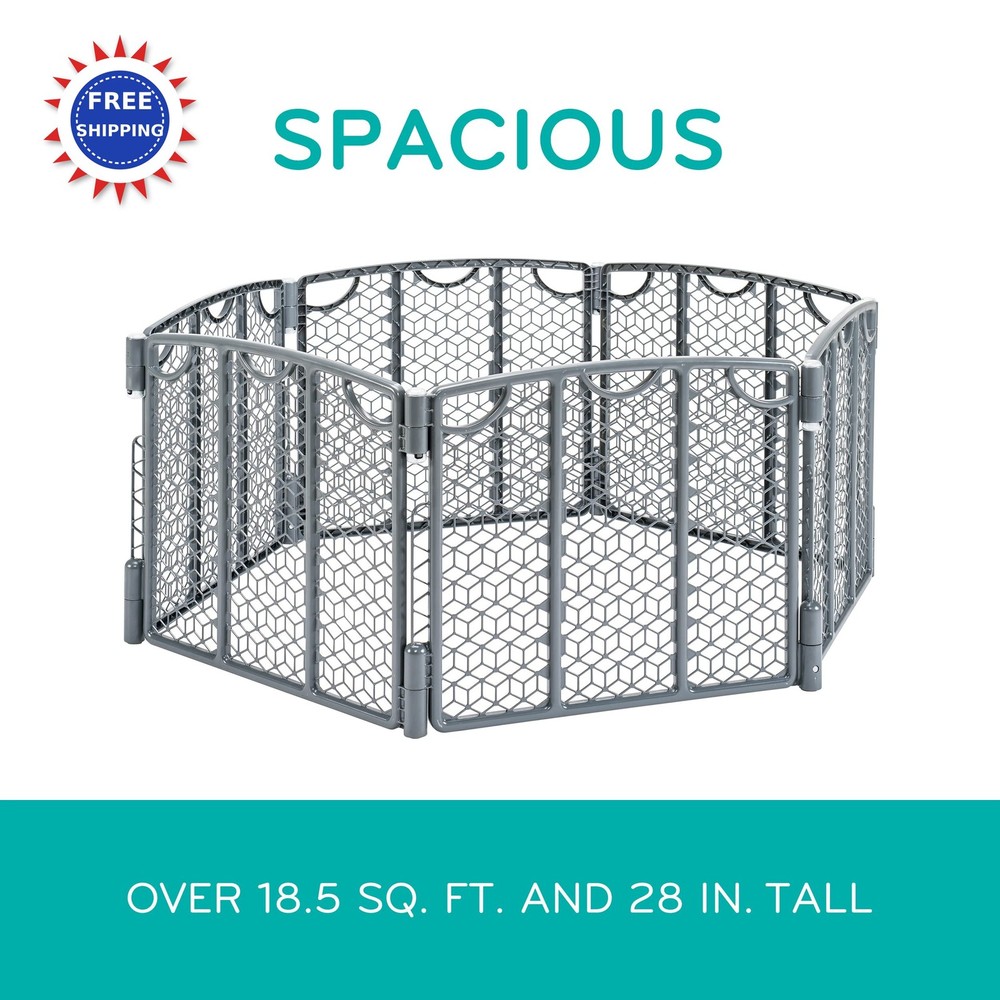 Play Space Adjustable 6 Panel Cool Gray Evenflo Versatile Area