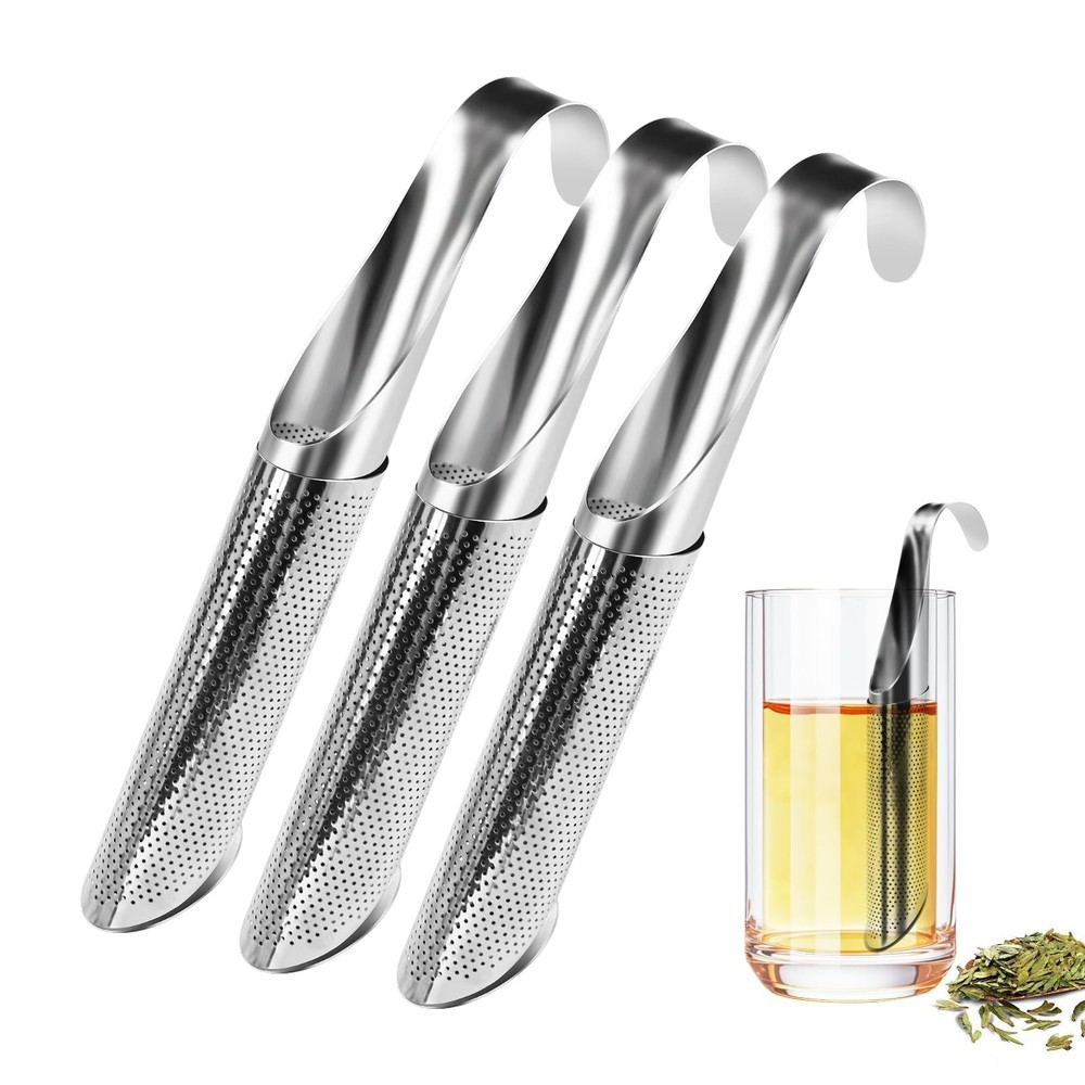 3 Pack Tea Infuser Strainer Extra Fine Mesh Loose Leaf Long Handle Stainless