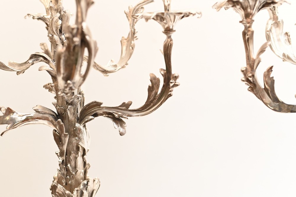 Pair Silver Plate Rococo Candelabras Victorian Candles Sheffield