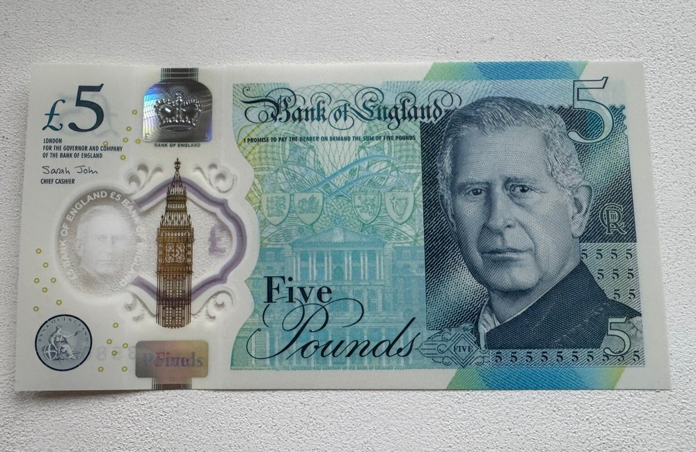 King Charles £5 note Mint uncirculated. Issued 5 June 2024.