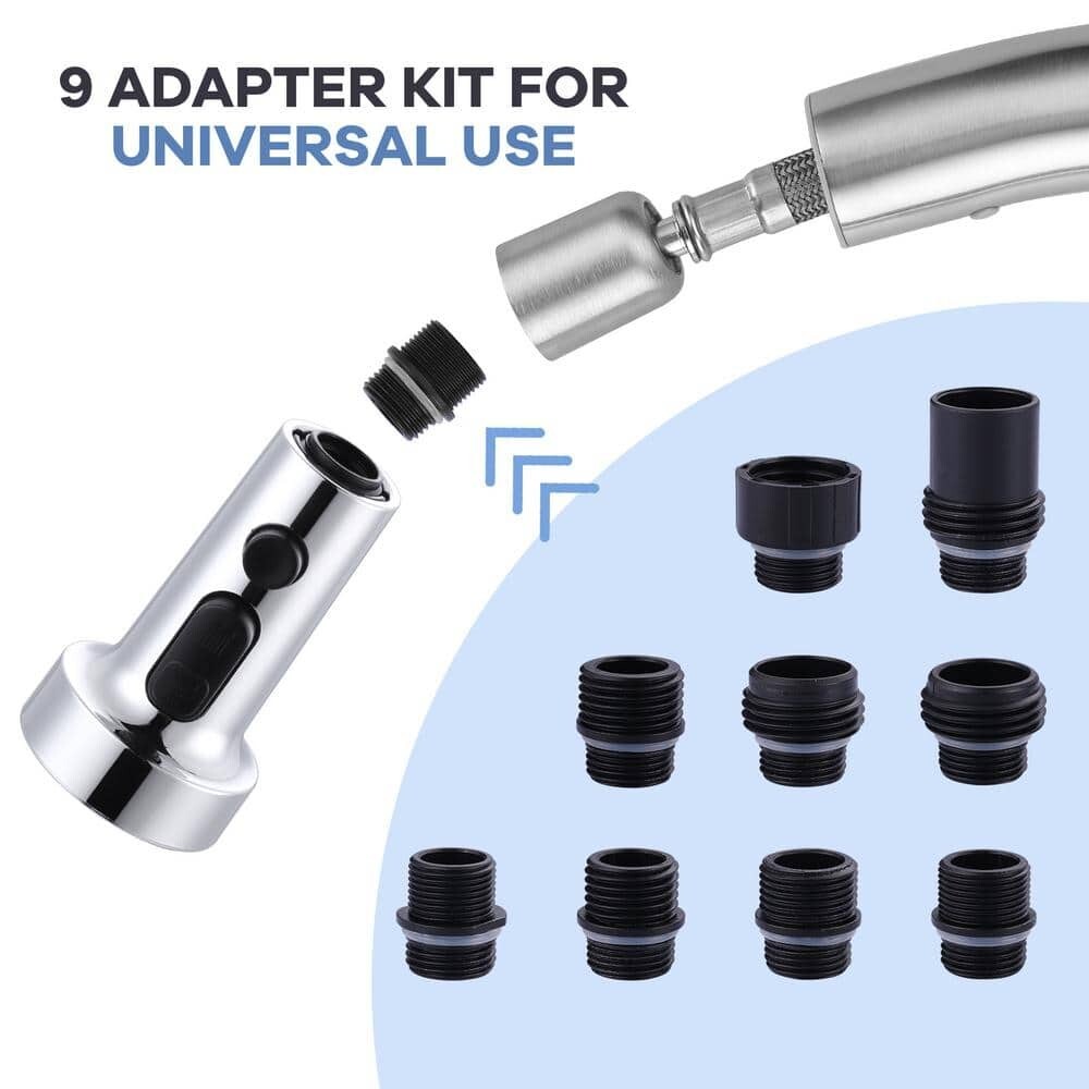 3-Function Kitchen Faucets Head Replacement with 9-Adapters