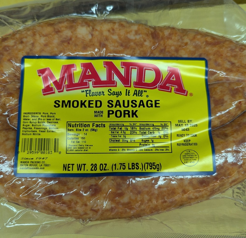 Manda Smoked Sausage 28 Oz (2 Pack)