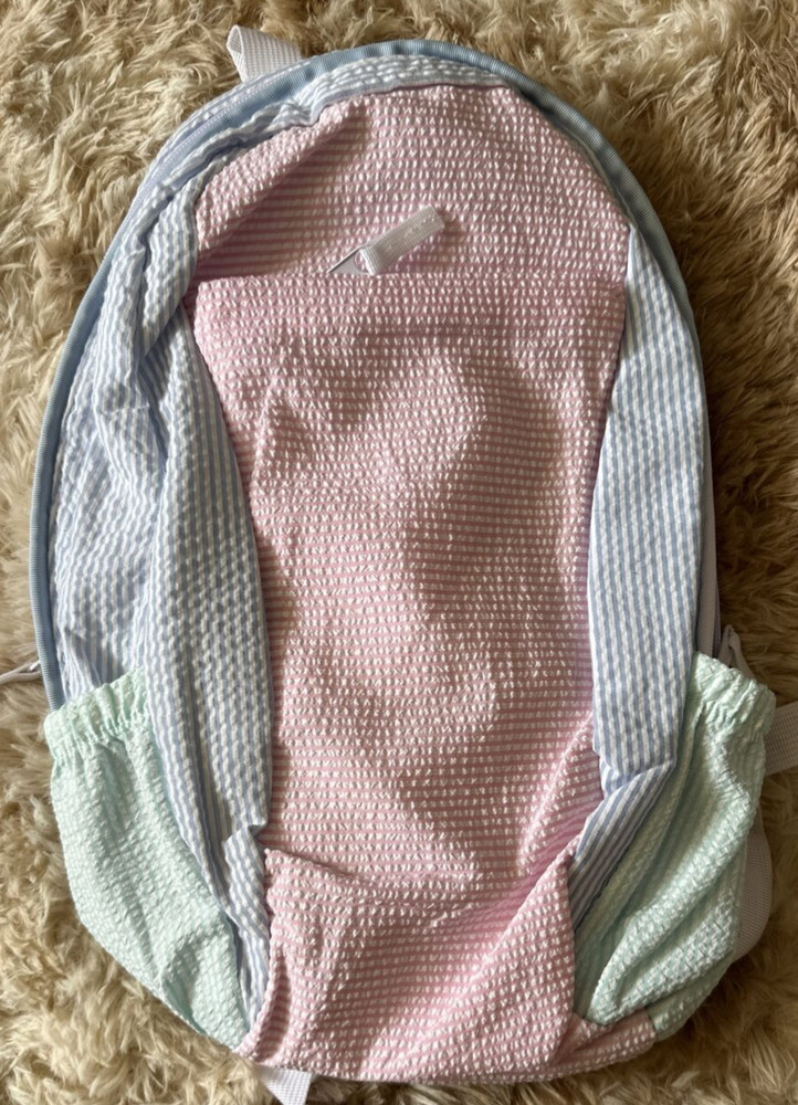 Seersucker Pastel Multicolor Striped Backpack Cottagecore Small