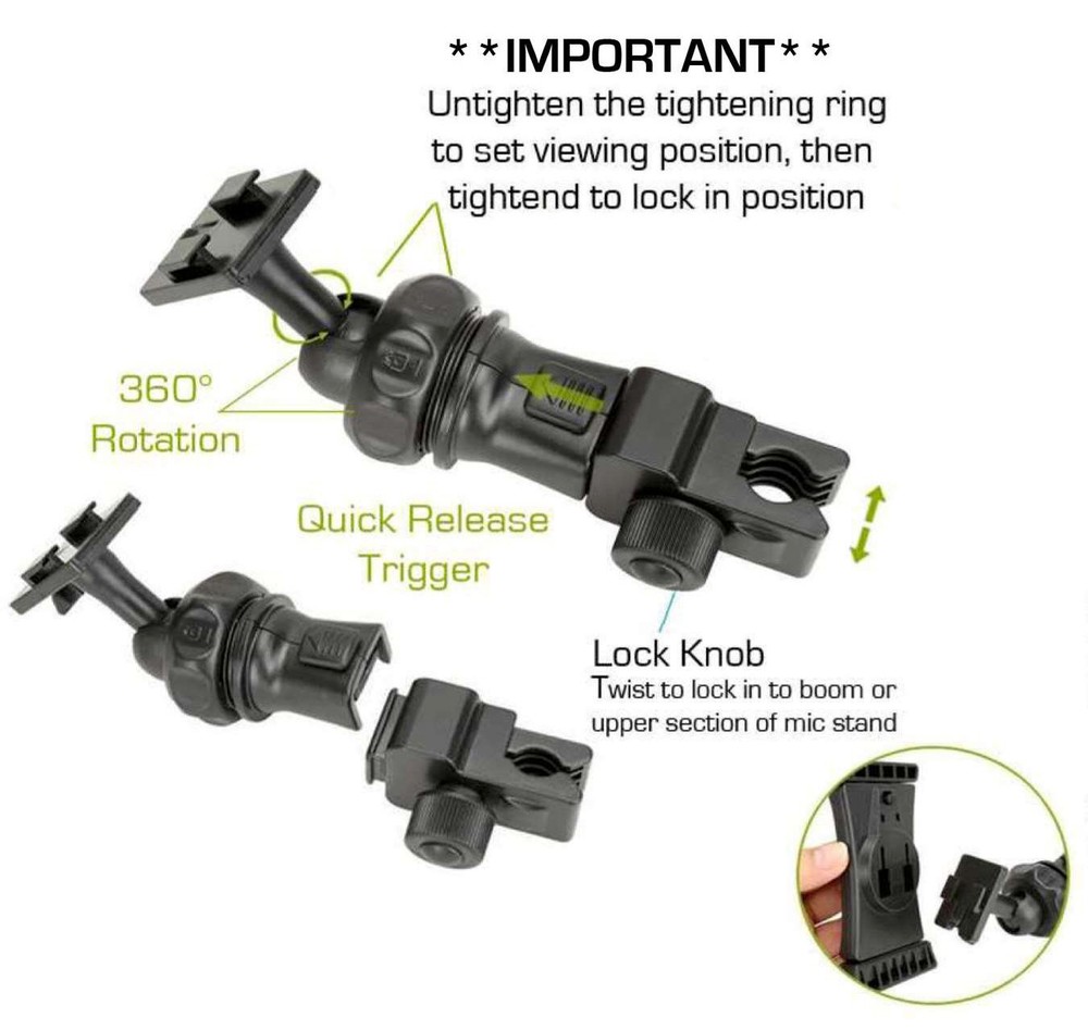 Accessory Basics EasyAdjust cymbal Microphone Mic Stand Tablet Mount for Most