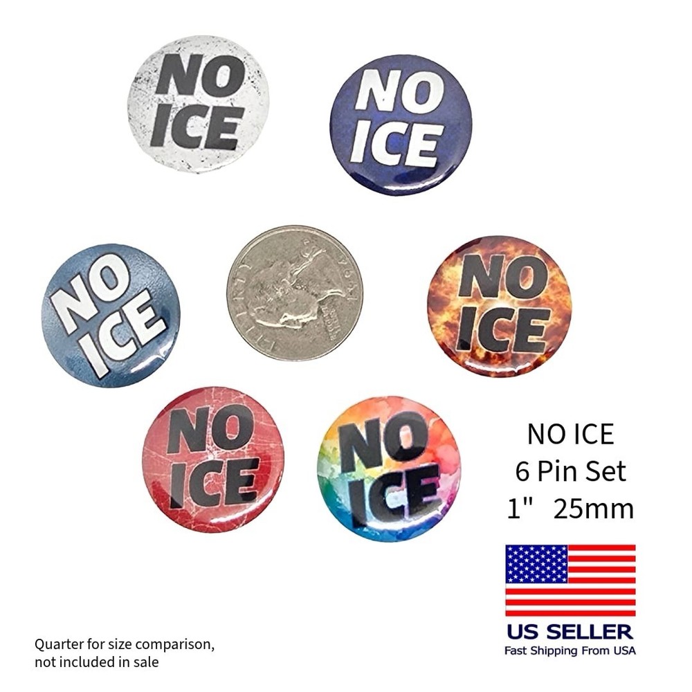 No Ice Protest Hat Pin Badge 1” 6pcs
