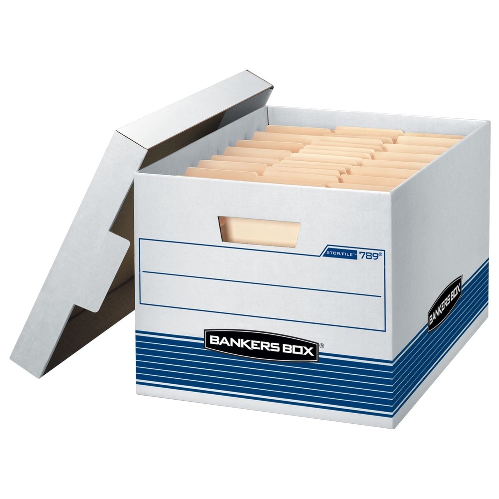 Bankers Box 12-Pack Medium Duty File Storage Boxes w/ Lids FastFold Assembly