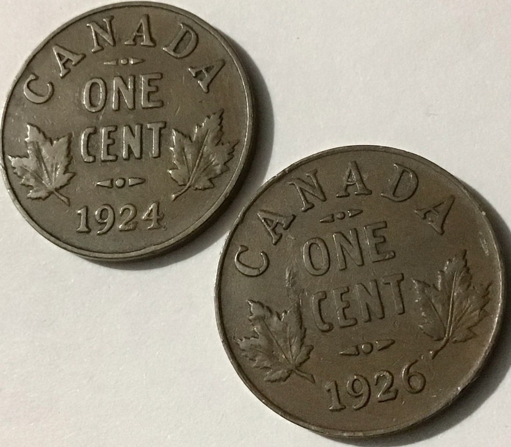 1926 1924 Canada Small Cent BROWN