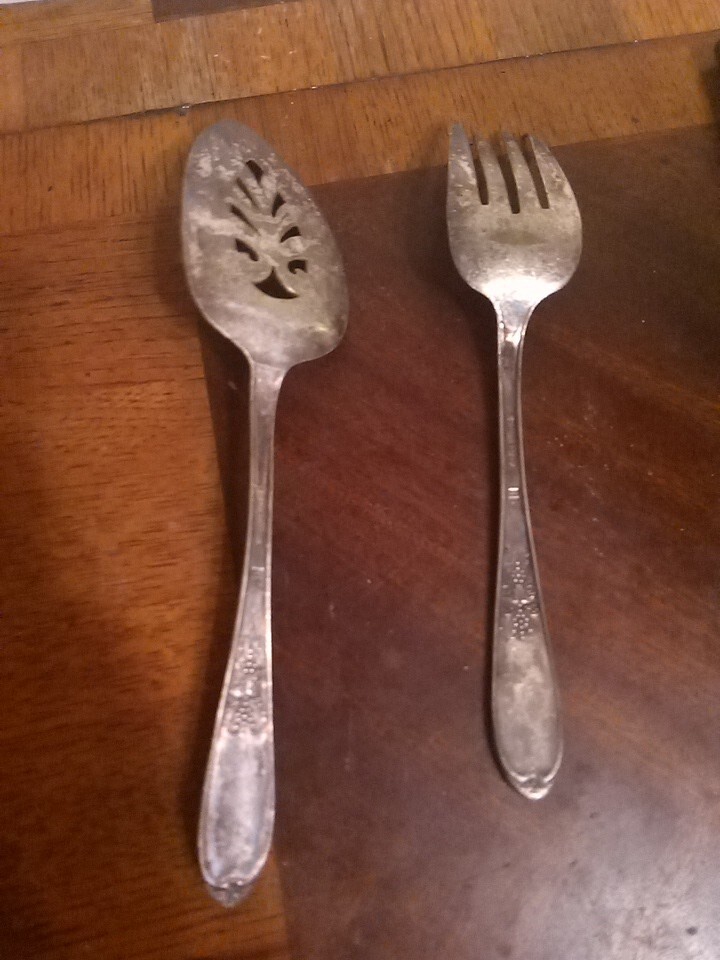 wm rogers silverplate Pie Server And Fork