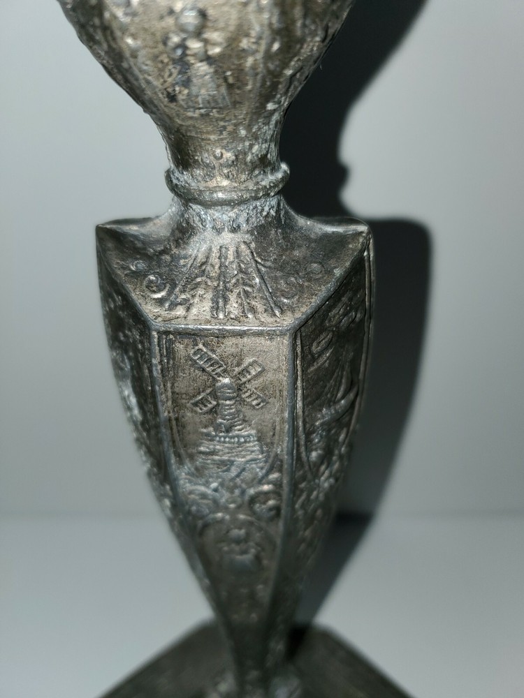 Antique Dutch Silver Plate Repousse Candlestick