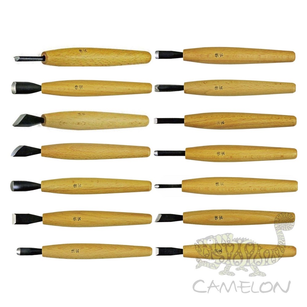 DENSHO Wood Carving Work Chisel Blue Paper Steel Professional Gouges  Japan