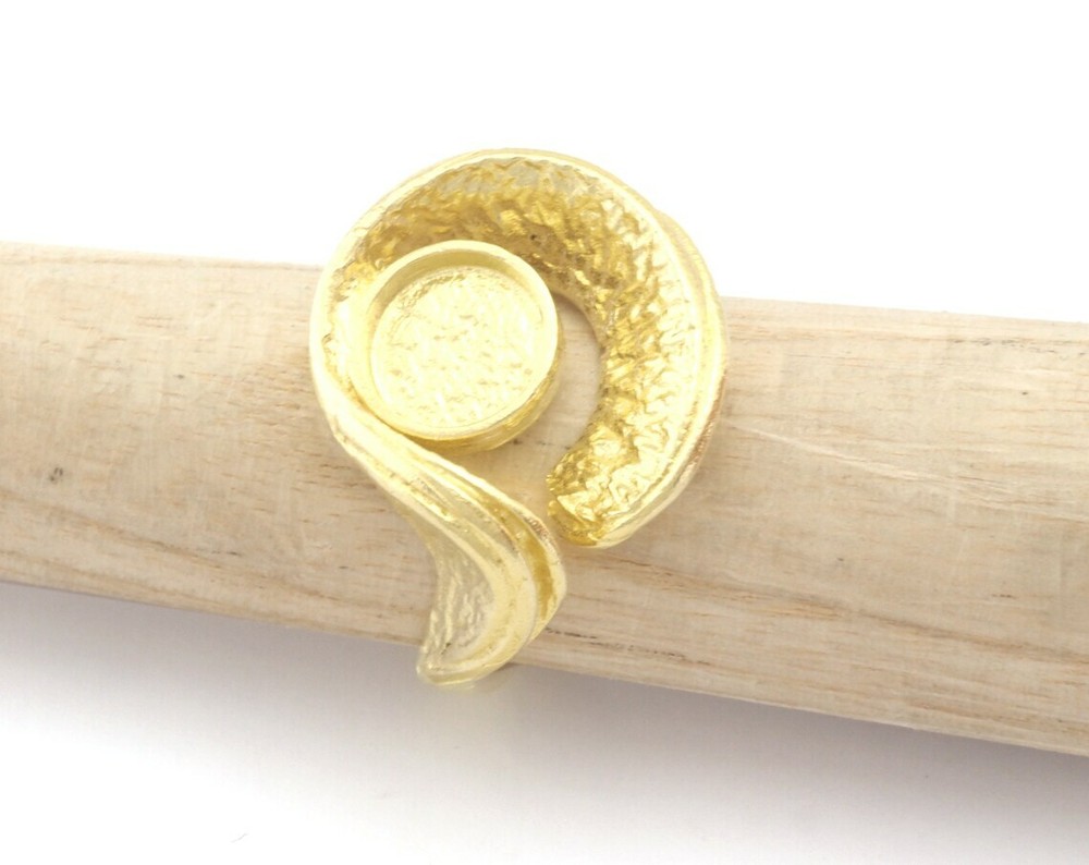 Adjustable Ring Bezel Setting Raw Brass 8 mm Round Setting 7US - 9US size 4780