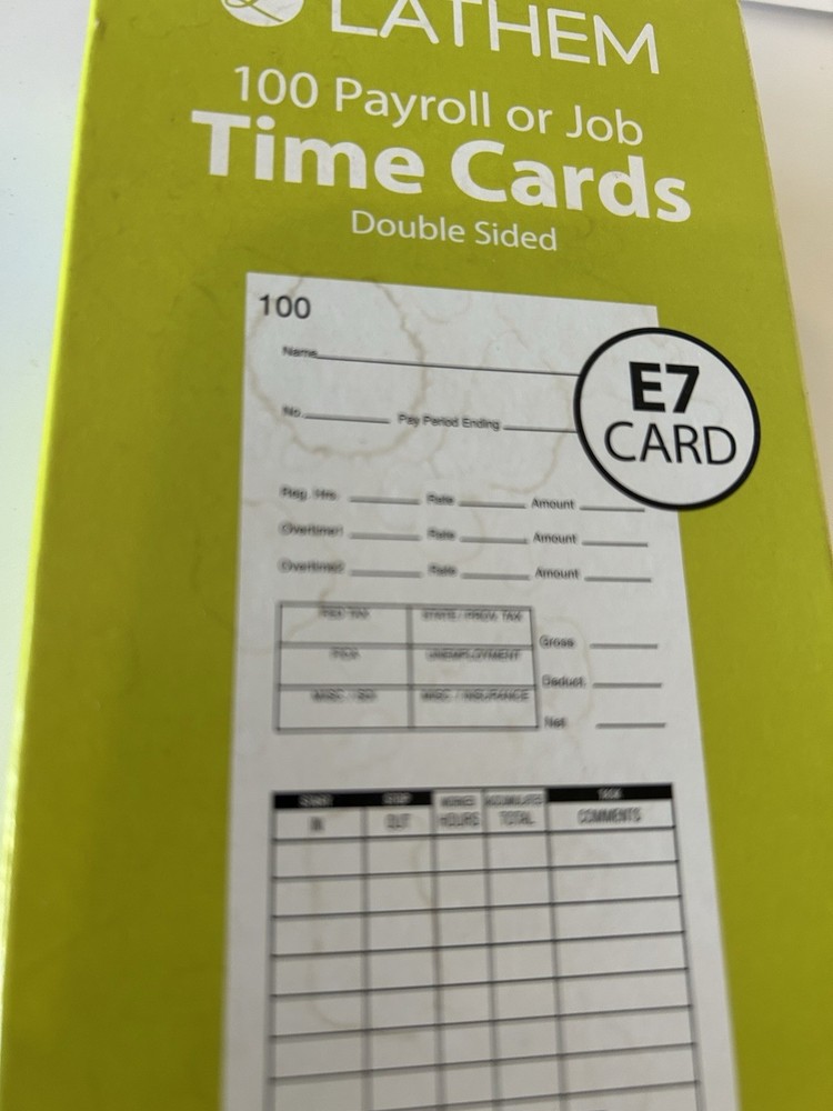 Lathem E7 Time Cards Weekly For Use With 7000E & 7500E Model E-79