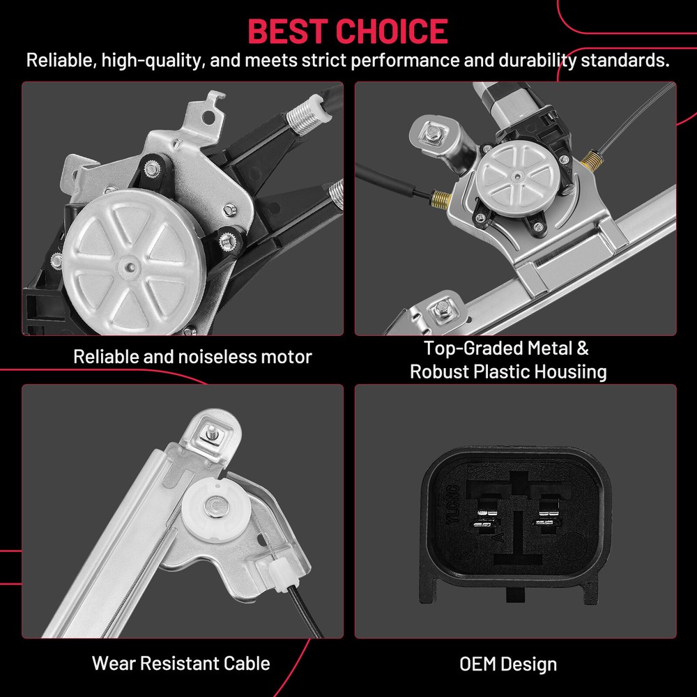 For 1992-2014 Ford E150 E250 E350 Van Front Left Power Window Regulator w/ Motor