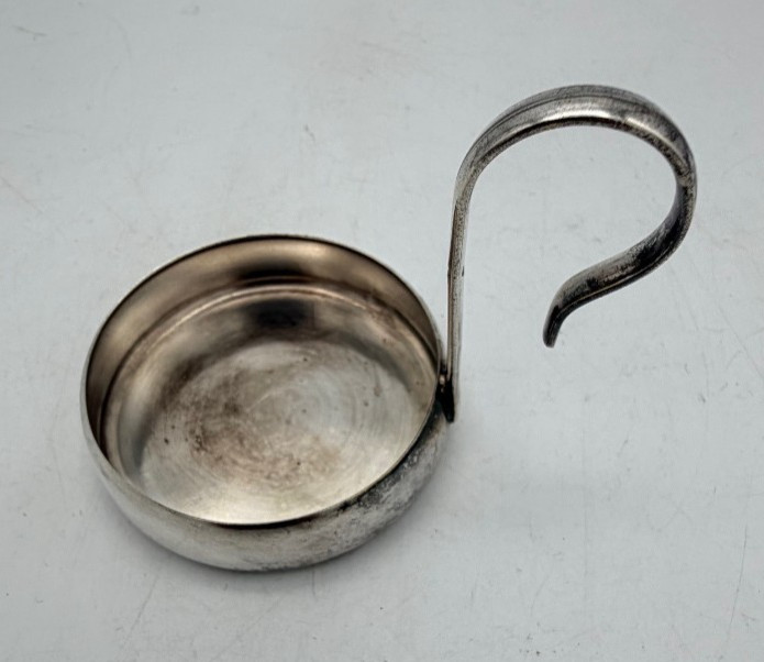 Antique Silverplate Chamber Candle Holder Ring Handle Night Light
