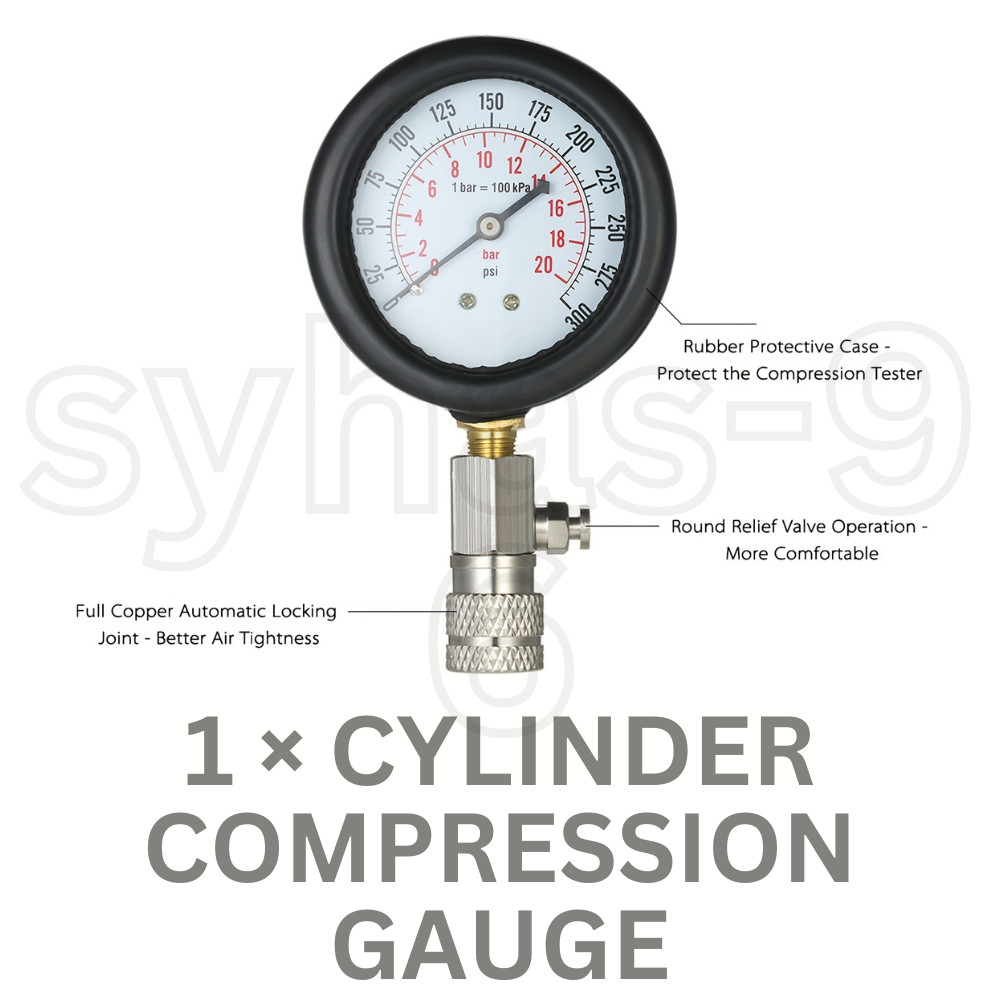 Compression Engine Tester Kit Cylinder Gauge Tool Gas Petrol Auto