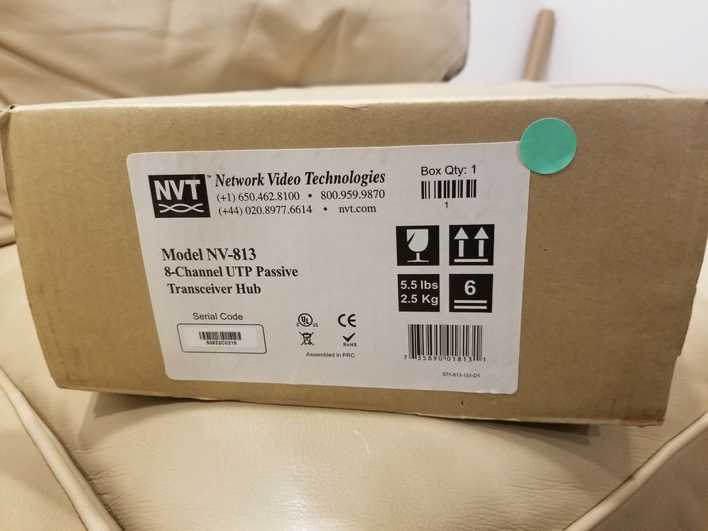 Network Video Technologies NVT NV-813 UTP Passive Transceiver Hub *New In Box*