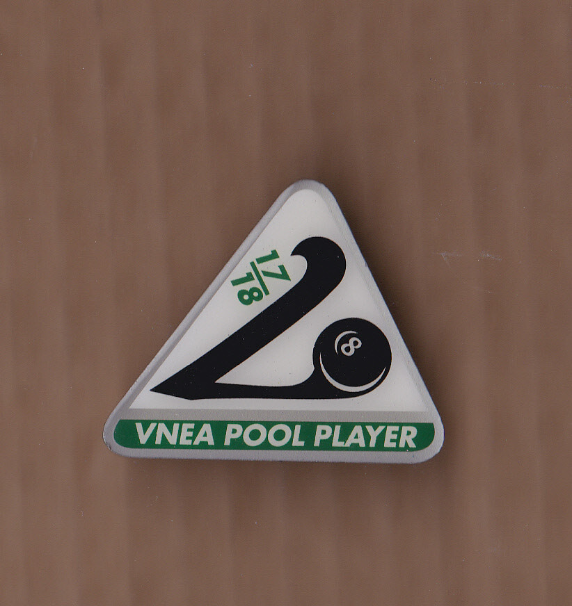 VNEA Pool Player Pinback Pool Player 2017-18