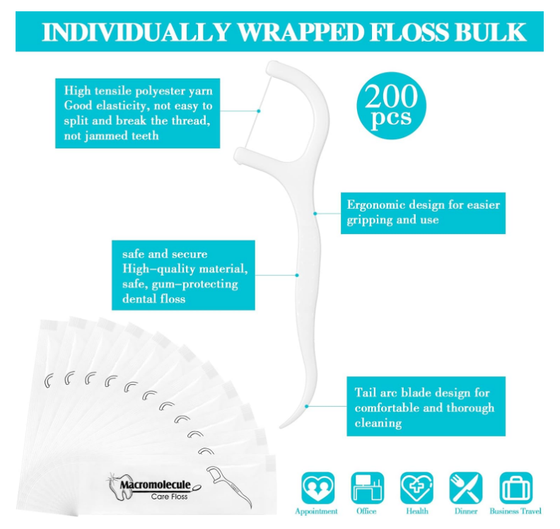 300 Pcs Bulk Toothbrushes & Dental Floss Set Individually Wrapped Soft Bristl