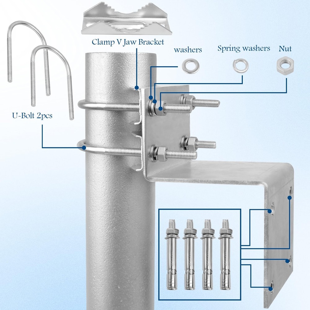 XRDS-RF Antenna Pole Mount Kits, Bracket with Silver