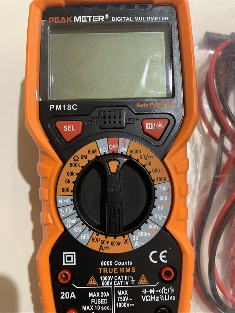 PM18C Digital Multimeter DC AC Voltage Current Tester Manual Range Backlight