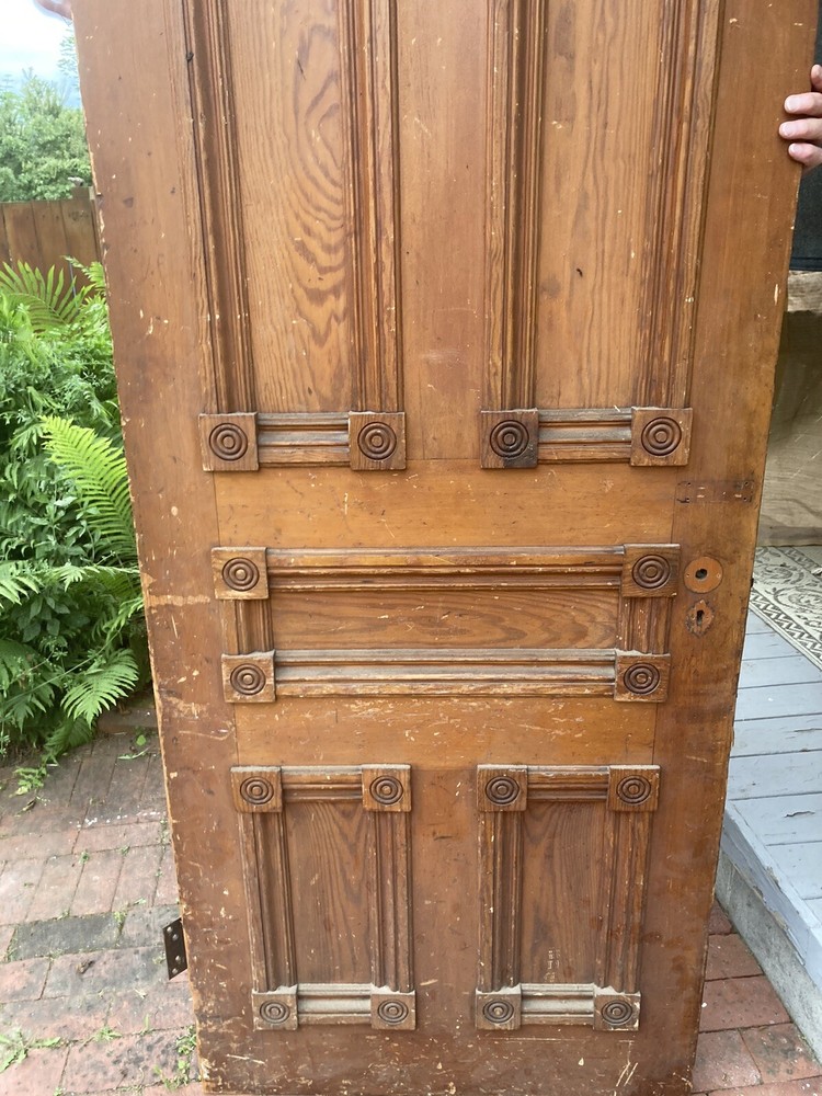 2 Victorian ornate Interior solid Wood 6 Paneled doors 32 X 87” 1.5 “