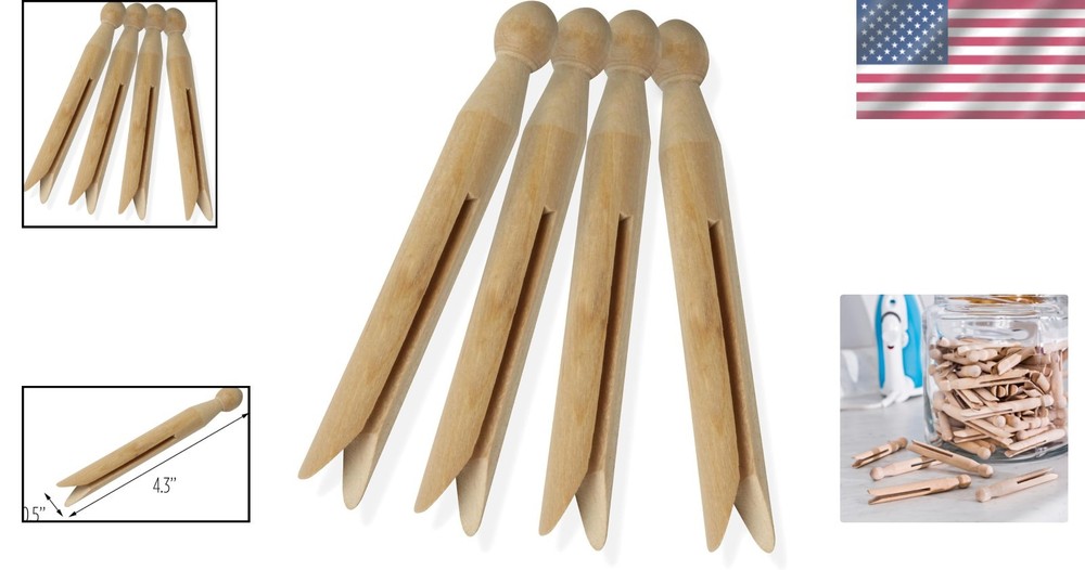 100 Pack Round Birch Clothespins - Stylish Hanging Clips