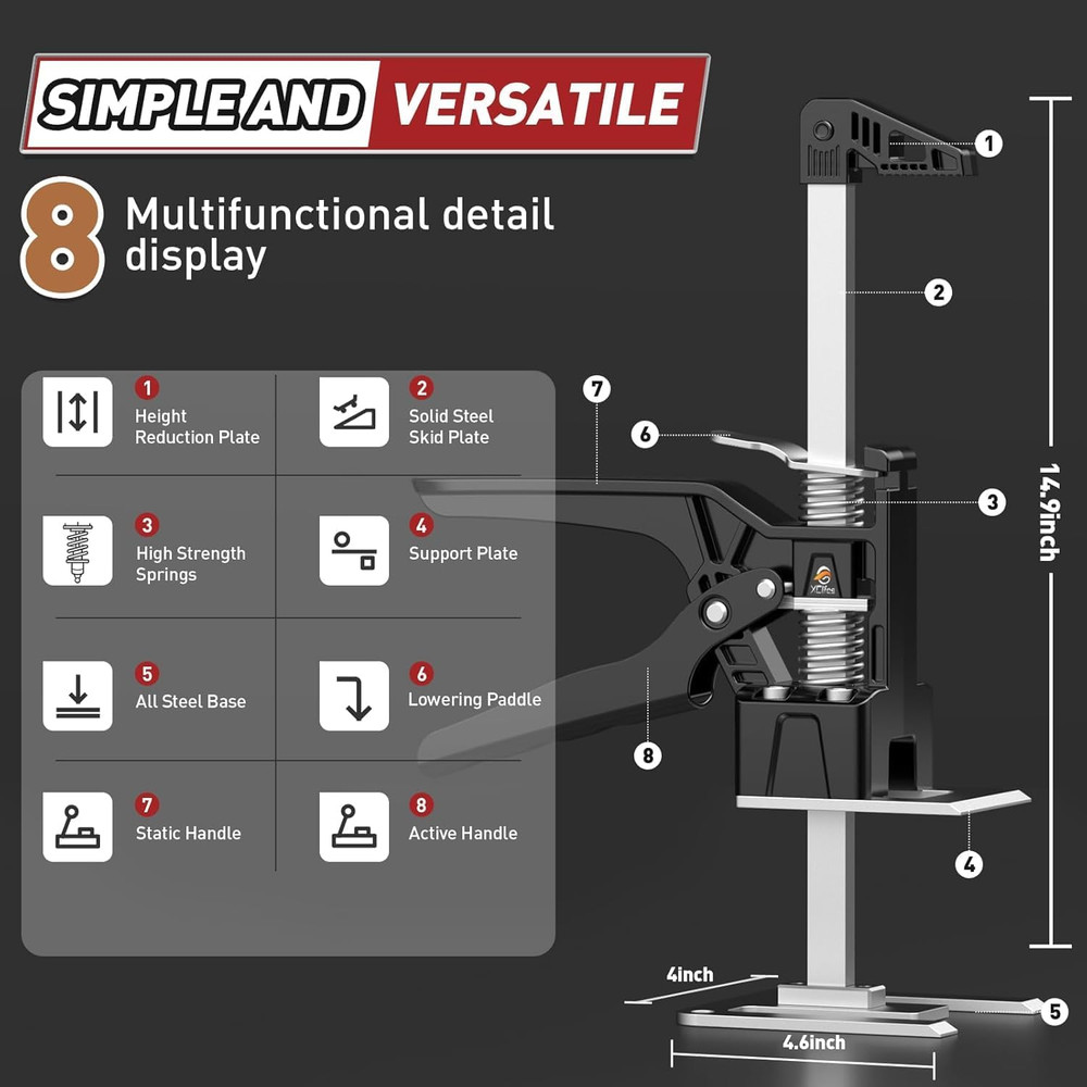 Labor Saving Arm Jack Handle 2 Pack, Construction Jack, Wall Tile Locator, Multi