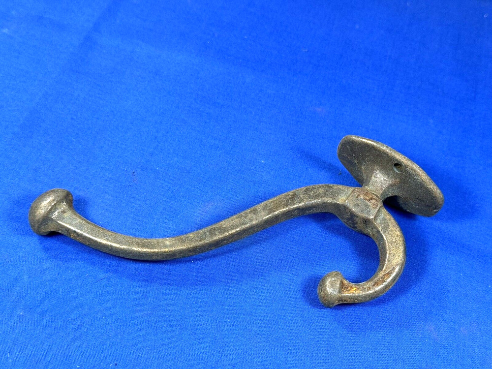Authentic C.1900 Iron Coat & Hat Hook ~ 5"H & 4.25" Depth ~ Robe, Backpack, Etc.