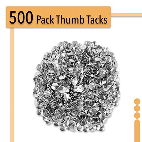 Thumb Tack, Flat Push Pins, Silver Thumb Tacks, 500 Pack