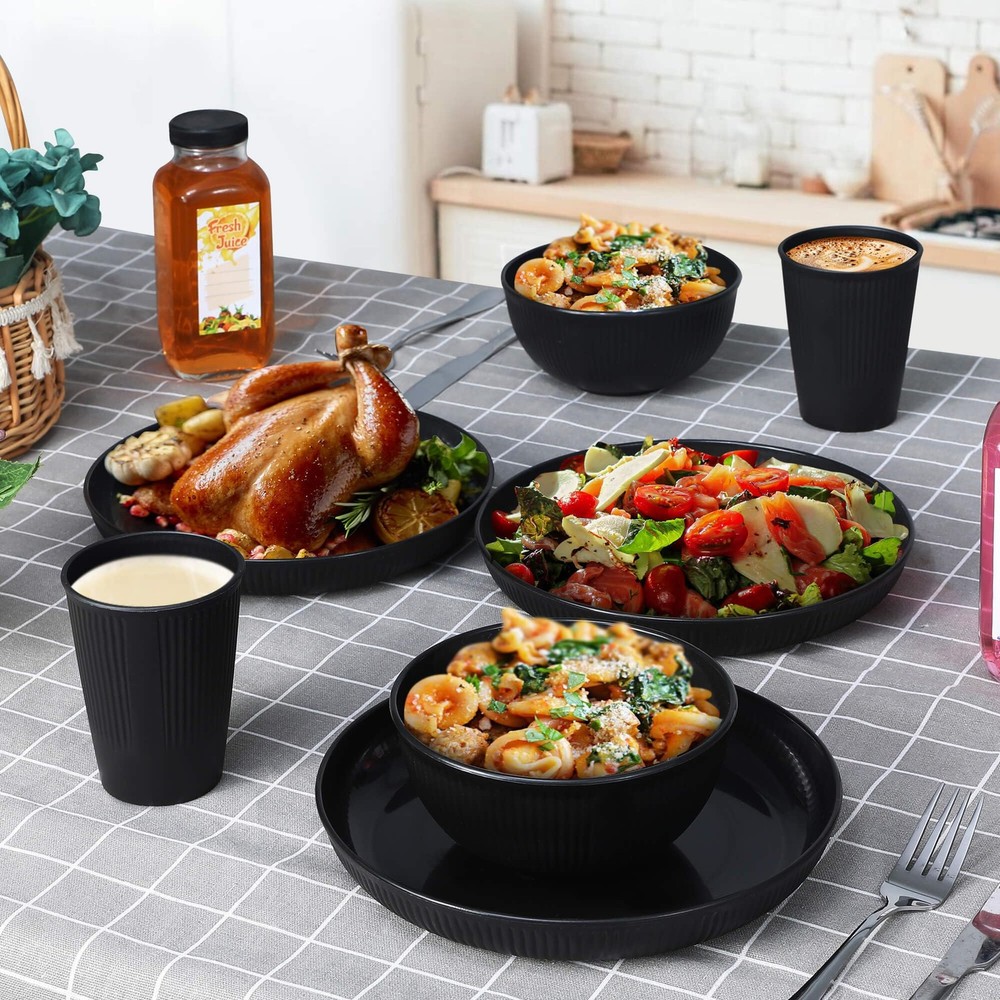 Wheat Straw Dinnerware Sets, Kitchen Unbreakable Wheat Straw Plates and Bowls...