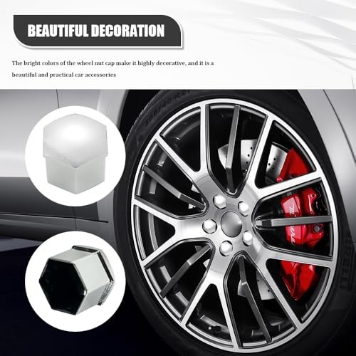 20PCS Lug Nut Covers, Wheel Nut Cap, 19 mm Hexagonal Plastic Tire 19mm Silver