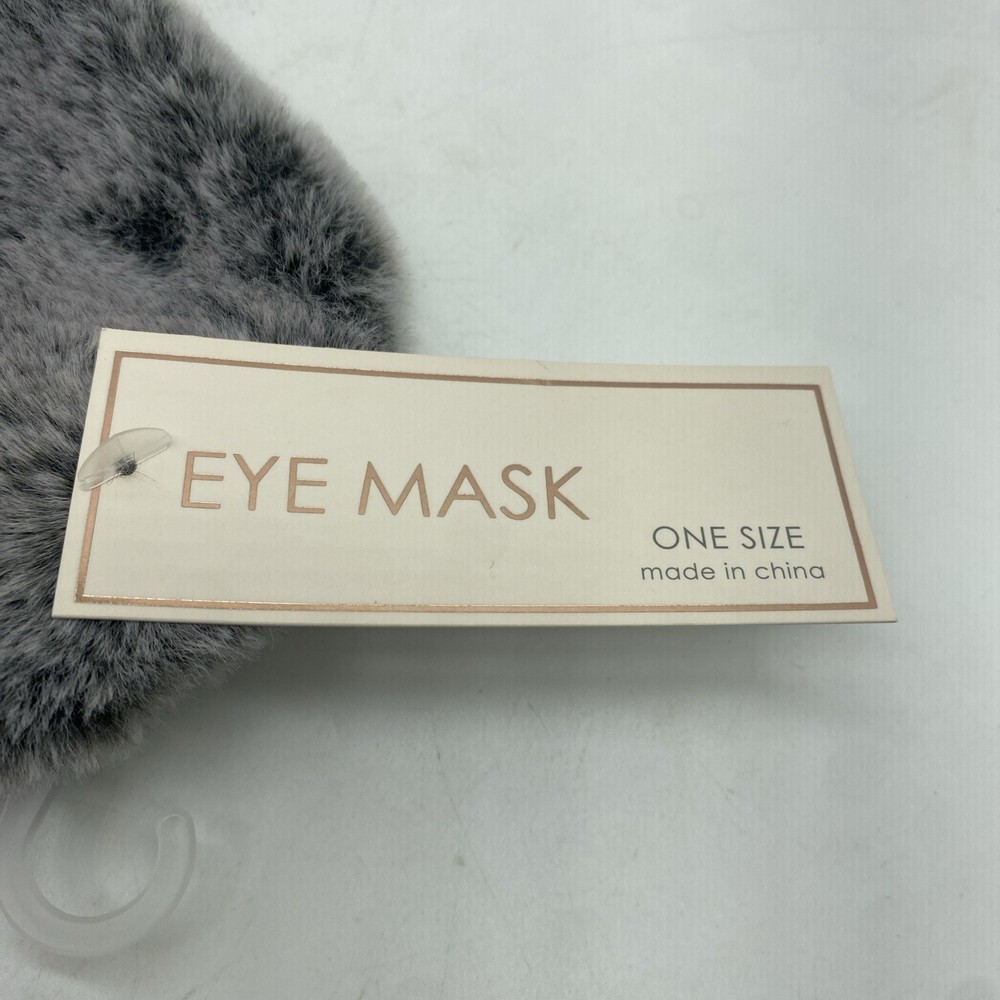 One Size Fluffy Soft Gray Eye Mask