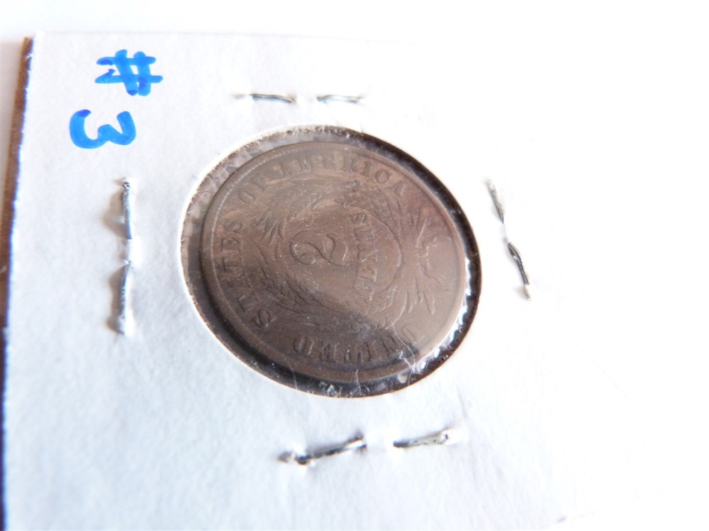 1864 SHIELD 2 CENT COIN CIRC PIECE # 3 WEAK "WE"