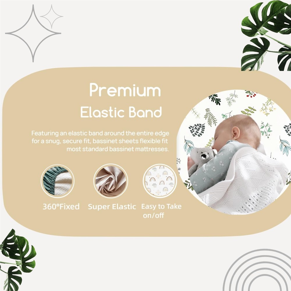 4 Pack Bassinet Fitted Sheets Compatible with 19" x 33" Koolababy/Koolerthing...